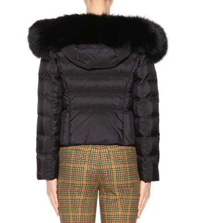 Shop Prada Fur-trimmed Down Jacket In Black