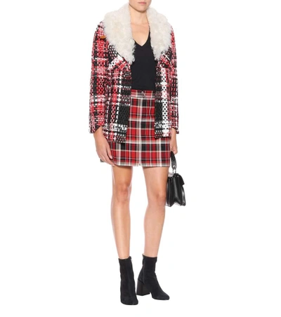 Shop Rag & Bone Shearling-trimmed Plaid Jacket In Multicoloured