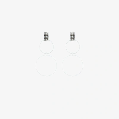 Shop Dannijo Dido Double Hoop Swarovski Crystal Earrings In Metallic