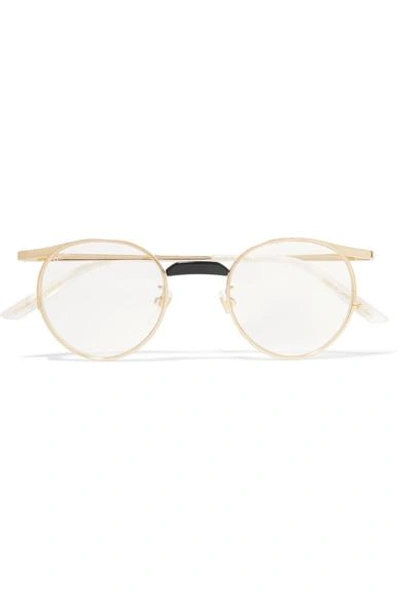 Shop Gucci Round-frame Gold-tone Optical Glasses