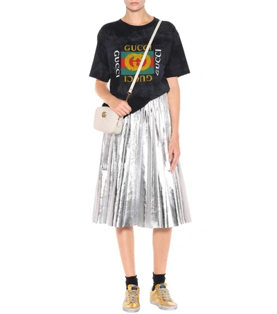 Shop Gucci Printed Cotton T-shirt In Eero Prieted