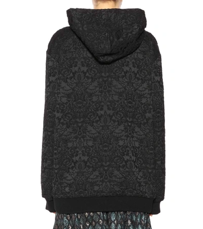 Shop Dolce & Gabbana Embroidered Cotton-blend Hoodie In Black