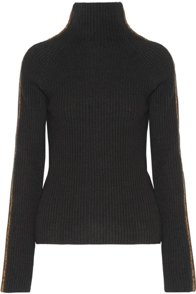 Shop Haider Ackermann Velvet-trimmed Wool And Cashmere-blend Turtleneck Sweater