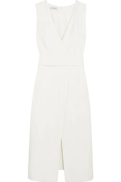 Shop Narciso Rodriguez Split-front Belted Crepe Dress In White