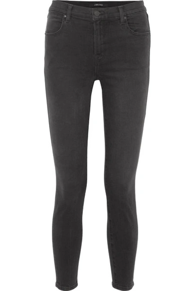 Shop J Brand Alana Cropped High-rise Skinny Jeans In Black