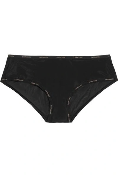 Shop Calvin Klein Underwear Sheer Marquisette Stretch-mesh Briefs In Black