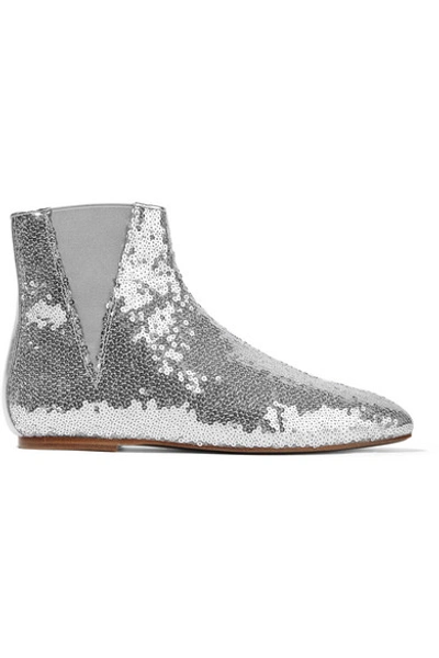 Shop Loewe Sequined Leather Chelsea Boots