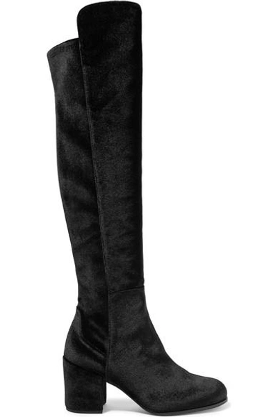 Shop Stuart Weitzman Lowjack Stretch-velvet Knee Boots