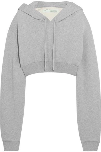 Shop Off-white Cropped Cotton-jersey Hooded Top