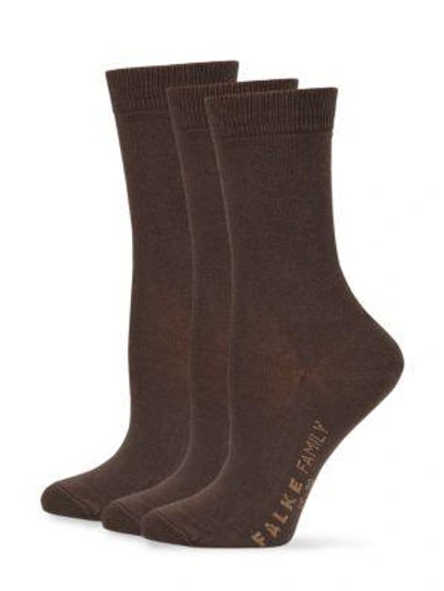 Shop Falke Women's Family Cotton Socks In Dark Brown
