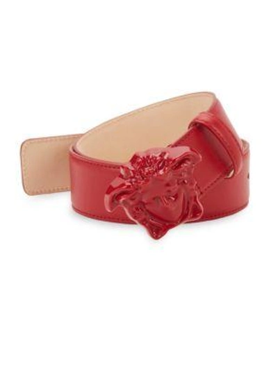 Shop Versace Medusa-buckle Leather Belt In Geranium