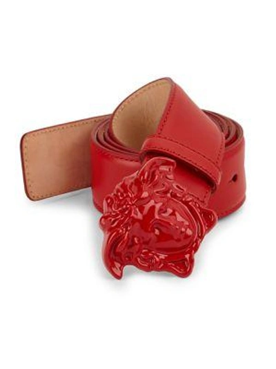 Shop Versace Medusa-buckle Leather Belt In Geranium
