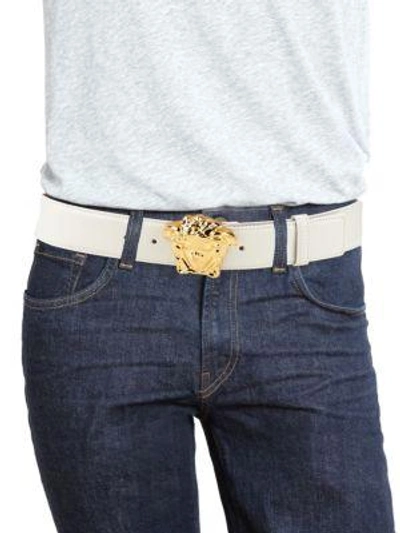 Shop Versace Medusa-buckle Leather Belt In Geranium