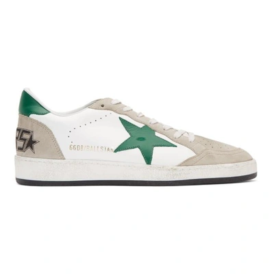 Shop Golden Goose White & Green Ball Star Sneakers