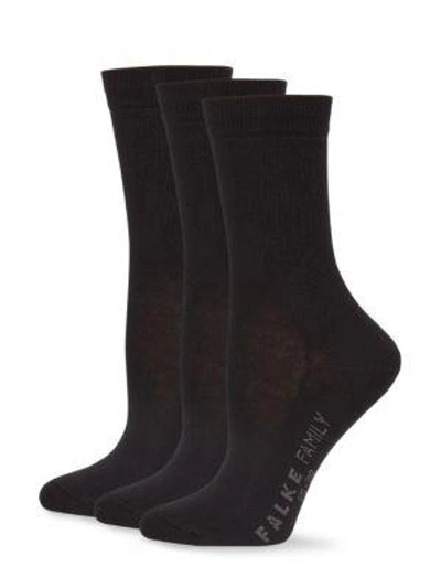 Shop Falke Women's Family Cotton Socks In Black
