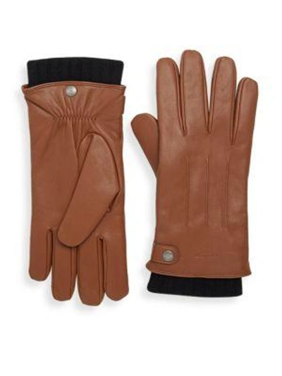 Shop Coach 3-in-1 Leather Gloves In Dark Tan