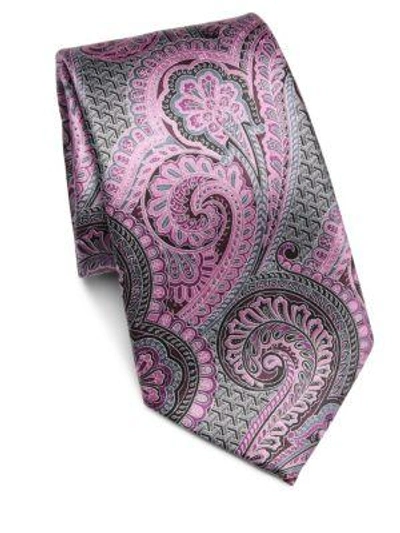 Shop Ermenegildo Zegna Exploded Paisley Silk Tie In Pink