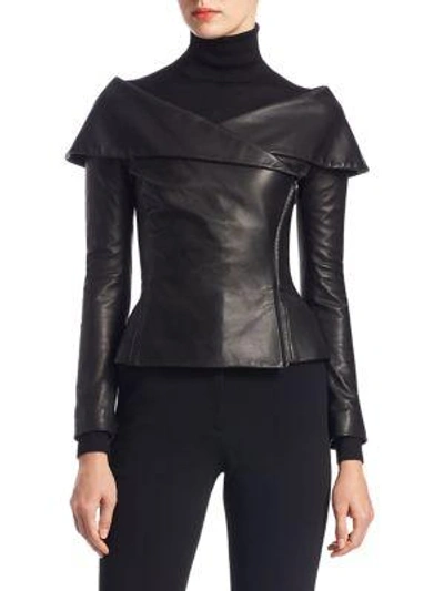 Shop Ralph Lauren Maxine Leather Jacket In Black