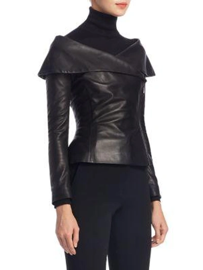 Shop Ralph Lauren Maxine Leather Jacket In Black