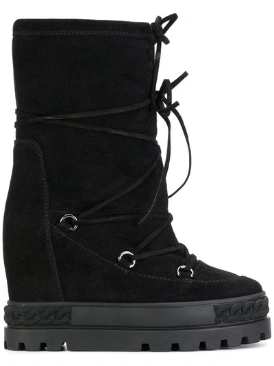 Shop Casadei - Concealed Heel Snow Boots  In Black