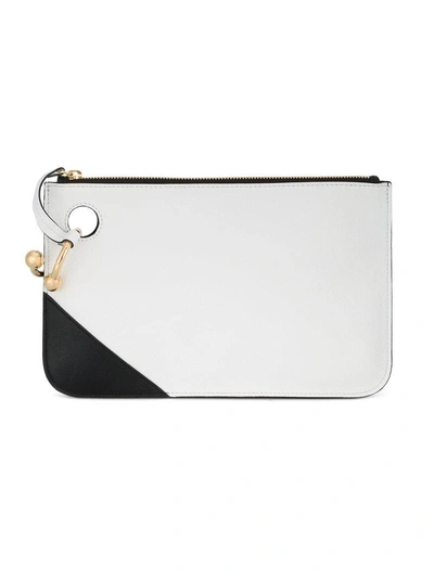 Shop Jw Anderson White Black Pierce Leather Clutch Bag