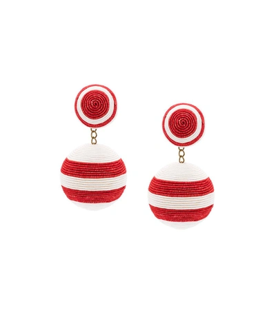 Shop Rebecca De Ravenel Red Striped Drop Earrings