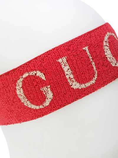 Shop Gucci Elasticated Logo Print Headband