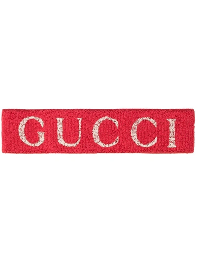 Shop Gucci Elasticated Logo Print Headband