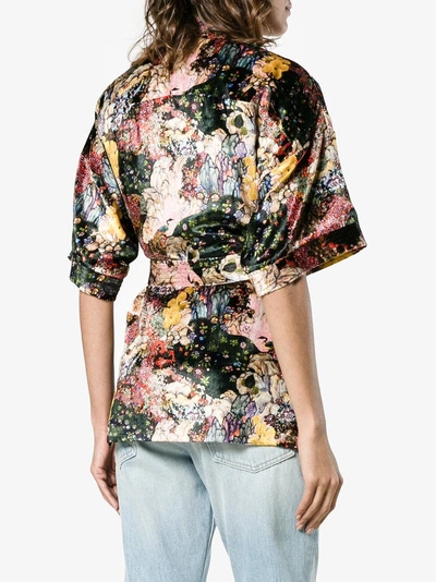 Shop Erdem Zeta Floral Velvet Kimono Jacket In White