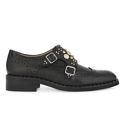 Maje Frantz Leather Studded Derby Shoes In Black 210 | ModeSens