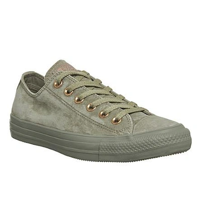 Shop Converse All Star Low-top Studded Suede Trainers In Khaki Stud