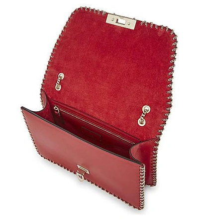 Shop Valentino Demilune Medium Leather Shoulder Bag In Red