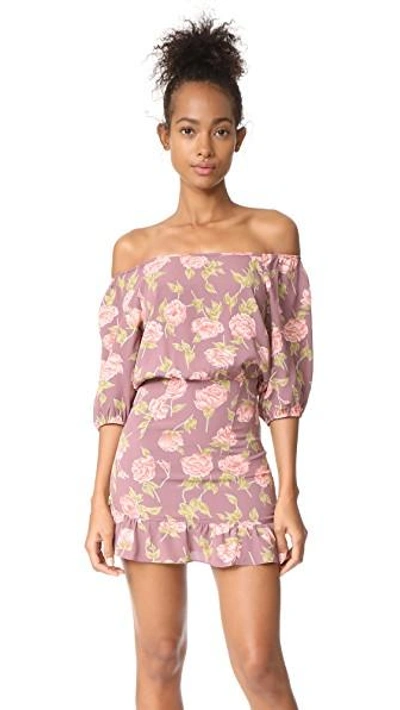 Shop Flynn Skye Kristina Mini Dress In Mauve Blossoms