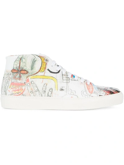 Shop Jean-michel Basquiat X Browns Rome Pays Off Mid Top Graffiti Sneakers In White