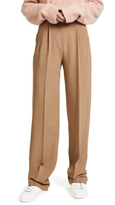 Shop Theory High Waist Pleated Pants In Graham