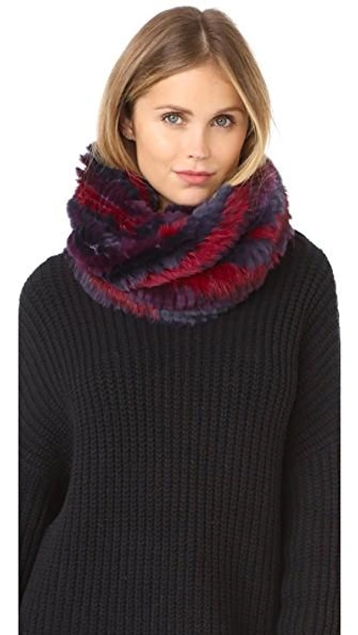 Shop Jocelyn Knitted Fur Infinity Scarf In Navy Multi