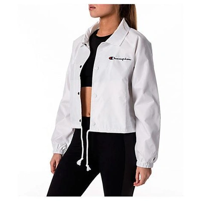 Shop Champion Women's  Cropped Coaches Jacket, White