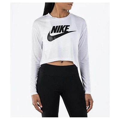 Shop Nike Women's Sportswear Essential Crop Long Sleeve Top, White