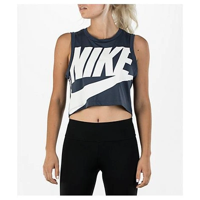 Shop Nike Women's Sportswear Essential Crop Tank, Blue