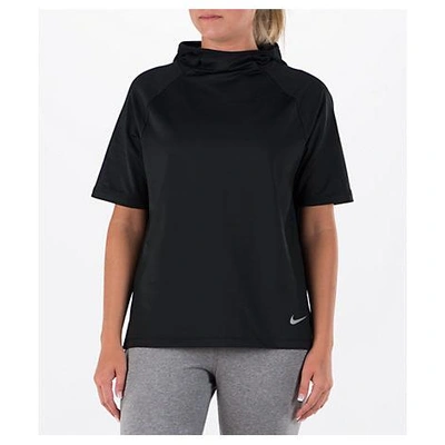 Shop Nike Women's Running Short Sleeve Hoodie, Black