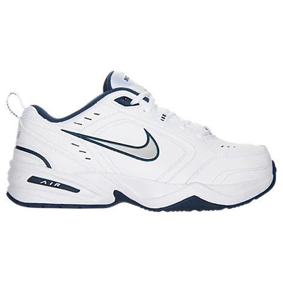 Shop Nike Men's Air Monarch Iv Casual Shoes In White/metallic Silver/mid-navy