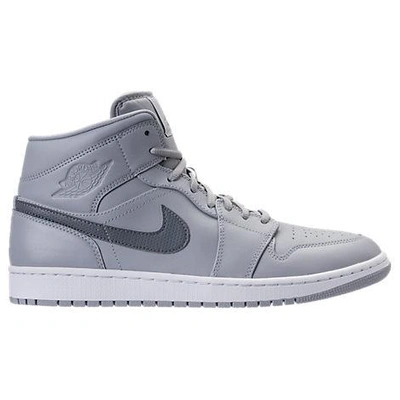Shop Nike Men's Air Jordan Retro 1 Mid Retro Basketball Shoes, Grey