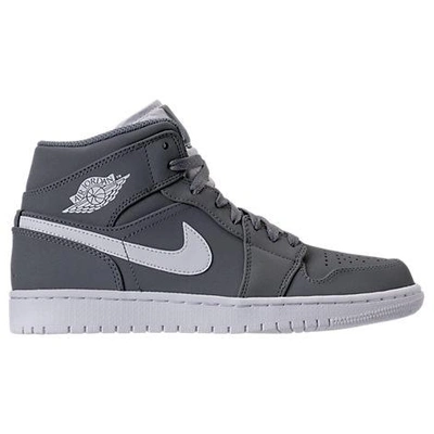 Shop Nike Men's Air Jordan 1 Mid Retro Basketball Shoes, Grey