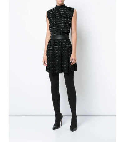 Shop Balmain Black Knit Studded Mini Dress