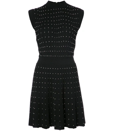 Shop Balmain Black Knit Studded Mini Dress