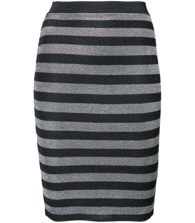 Shop Alexander Wang Black Lurex Striped Knit Pencil Skirt