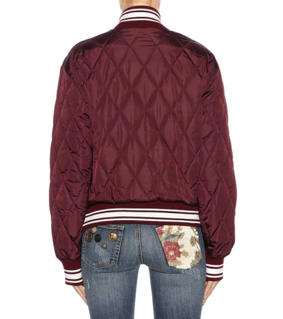 Shop Dolce & Gabbana Embroidered Bomber Jacket In Purple