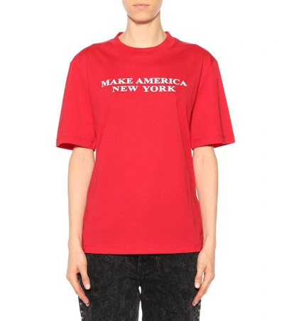 Shop Public School Printed Cotton T-shirt In Red