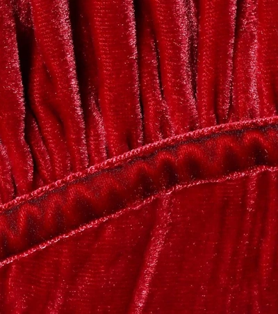 Shop Alexa Chung Gathered Velvet Minidress In Red