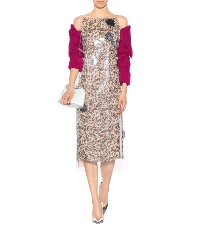 Calvin Klein 205w39nyc Floral Print Midi Dress With Transparent Overlayer In Multicoloured